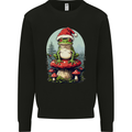 Christmas Frog Toadstool Xmas Mycology Foraging Kids Sweatshirt Jumper Black