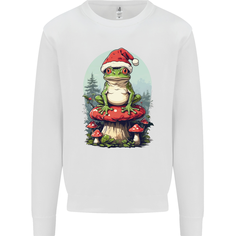 Christmas Frog Toadstool Xmas Mycology Foraging Mens Sweatshirt Jumper White