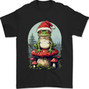 Christmas Frog Toadstool Xmas Mycology Foraging Mens T-Shirt 100% Cotton Black