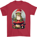 Christmas Frog Toadstool Xmas Mycology Foraging Mens T-Shirt 100% Cotton Red