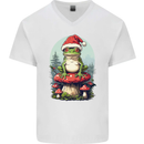 Christmas Frog Toadstool Xmas Mycology Foraging Mens V-Neck Cotton T-Shirt White