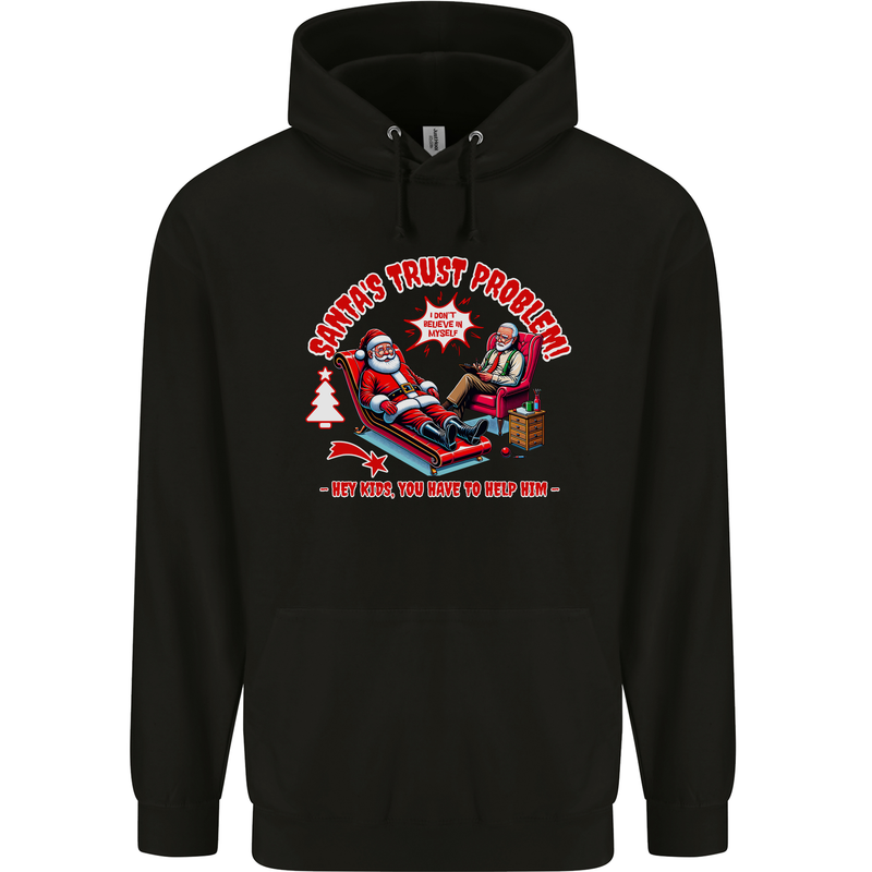 Christmas Funny Santa Trust Xmas Believe Childrens Kids Hoodie Black