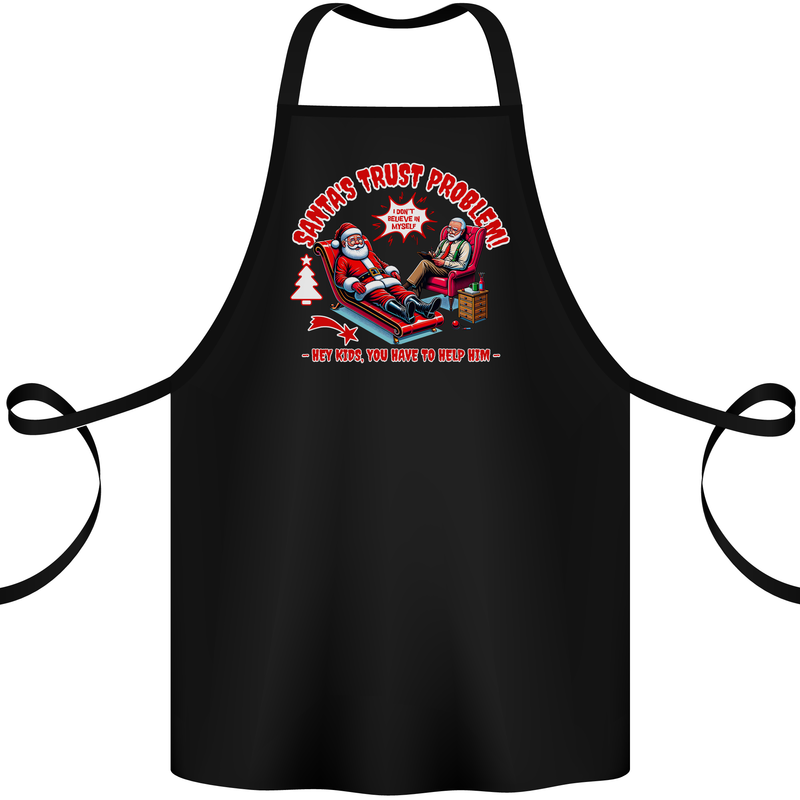Christmas Funny Santa Trust Xmas Believe Cotton Apron 100% Organic Black