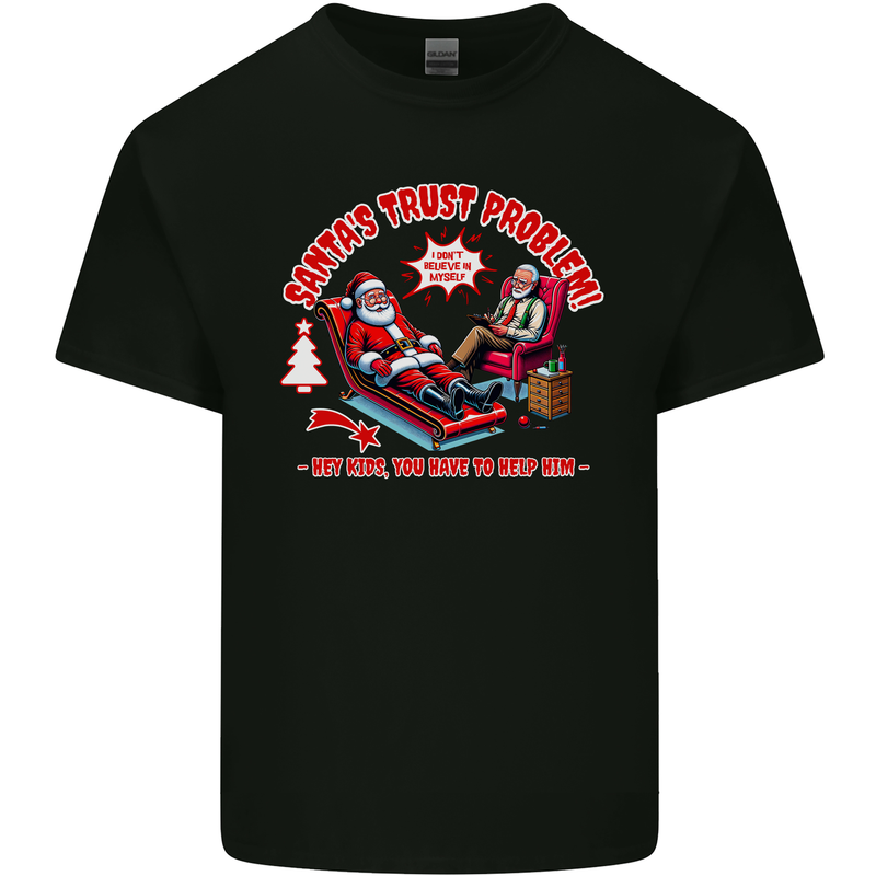 Christmas Funny Santa Trust Xmas Believe Mens Cotton T-Shirt Tee Top Black