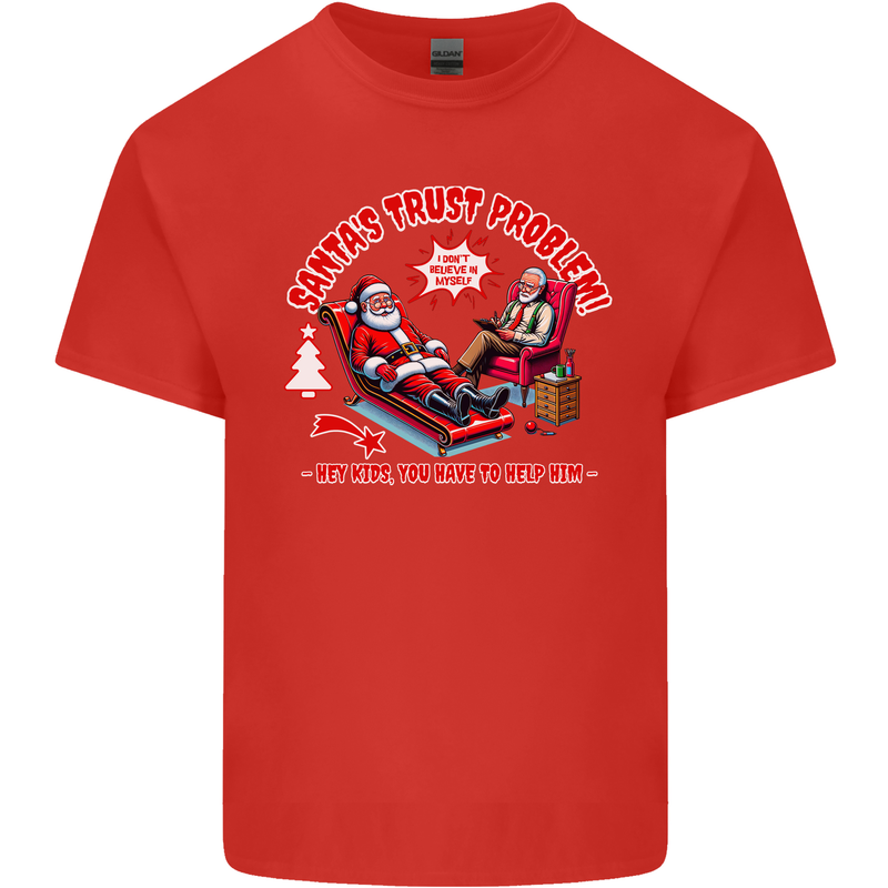 Christmas Funny Santa Trust Xmas Believe Mens Cotton T-Shirt Tee Top Red