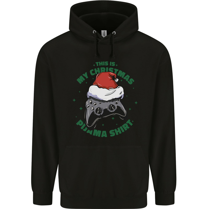 Christmas Gamer Pyjama Video Game Joypad Xmas Childrens Kids Hoodie Black