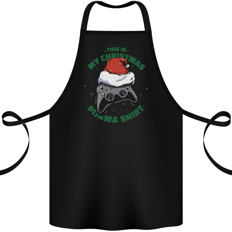 Christmas Gamer Pyjama Video Game Joypad Xmas Cotton Apron 100% Organic Black