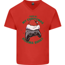 Christmas Gamer Pyjama Video Game Joypad Xmas Mens V-Neck Cotton T-Shirt Red