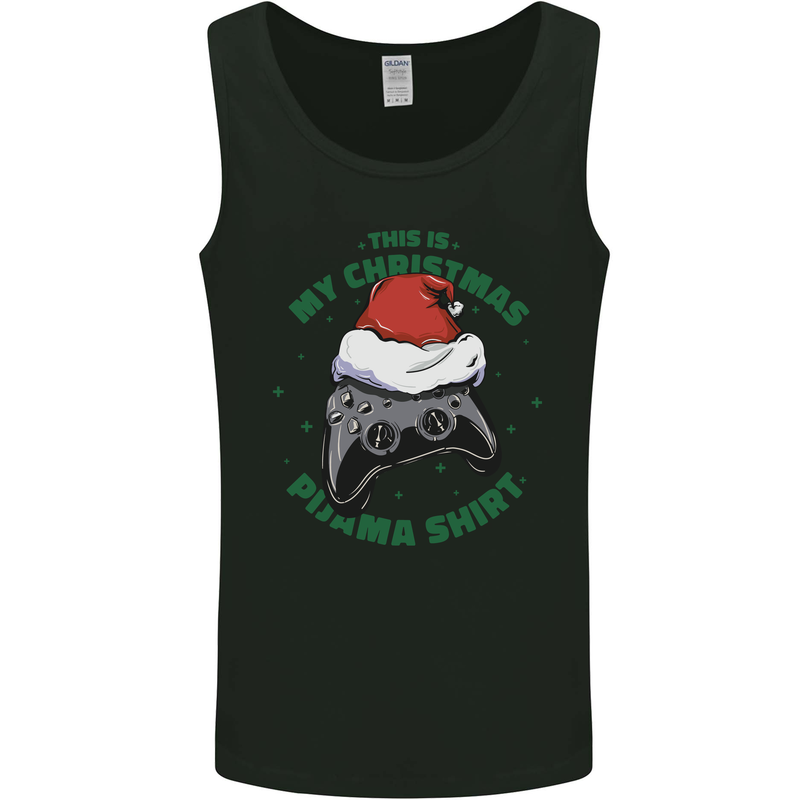 Christmas Gamer Pyjama Video Game Joypad Xmas Mens Vest Tank Top Black
