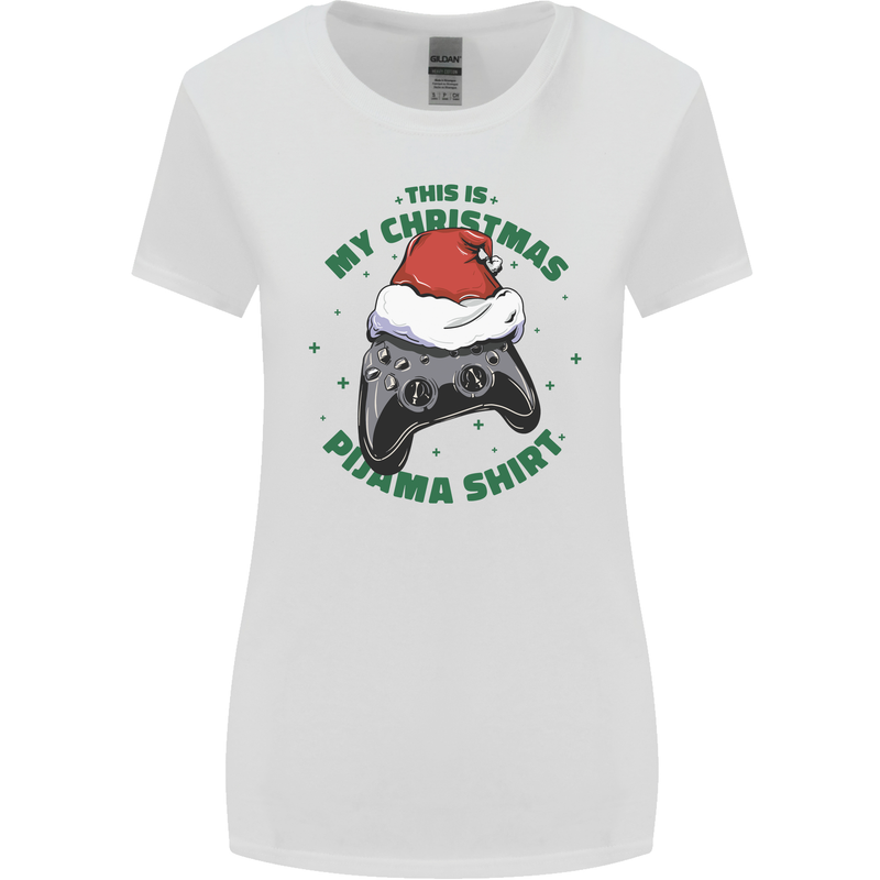Christmas Gamer Pyjama Video Game Joypad Xmas Womens Wider Cut T-Shirt White
