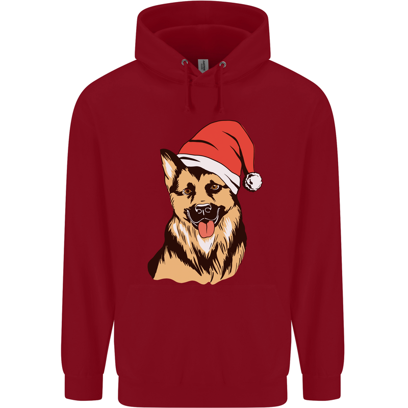 Christmas German Shepherd Dog Xmas Alsatian Childrens Kids Hoodie Red