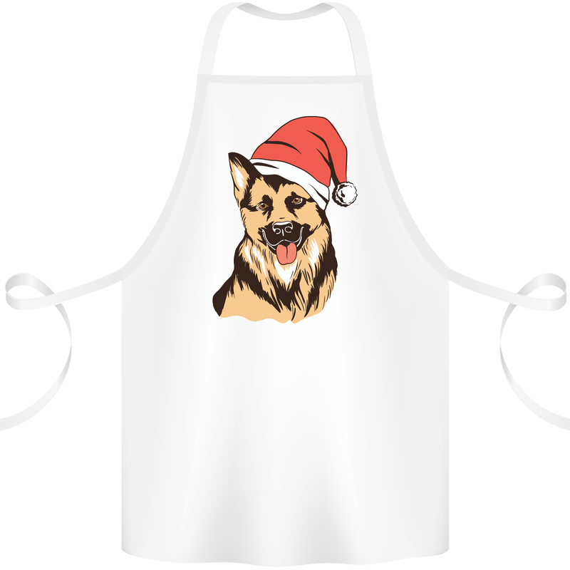 Christmas German Shepherd Dog Xmas Alsatian Cotton Apron 100% Organic White