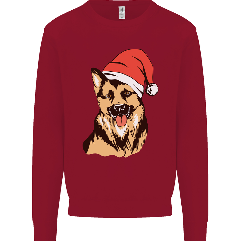 Christmas German Shepherd Dog Xmas Alsatian Kids Sweatshirt Jumper Red