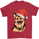 Christmas German Shepherd Dog Xmas Alsatian Mens T-Shirt 100% Cotton Red