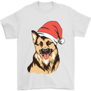 Christmas German Shepherd Dog Xmas Alsatian Mens T-Shirt 100% Cotton White