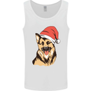 Christmas German Shepherd Dog Xmas Alsatian Mens Vest Tank Top White