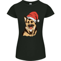 Christmas German Shepherd Dog Xmas Alsatian Womens Petite Cut T-Shirt Black