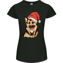Christmas German Shepherd Dog Xmas Alsatian Womens Petite Cut T-Shirt Black