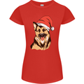 Christmas German Shepherd Dog Xmas Alsatian Womens Petite Cut T-Shirt Red