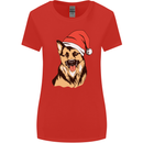 Christmas German Shepherd Dog Xmas Alsatian Womens Wider Cut T-Shirt Red