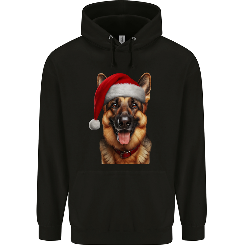 Christmas German Shepherd Xmas Dog Alsatian Childrens Kids Hoodie Black