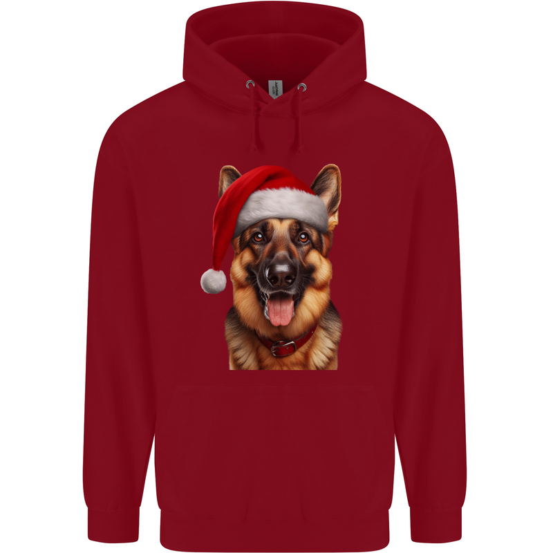 Christmas German Shepherd Xmas Dog Alsatian Childrens Kids Hoodie Red