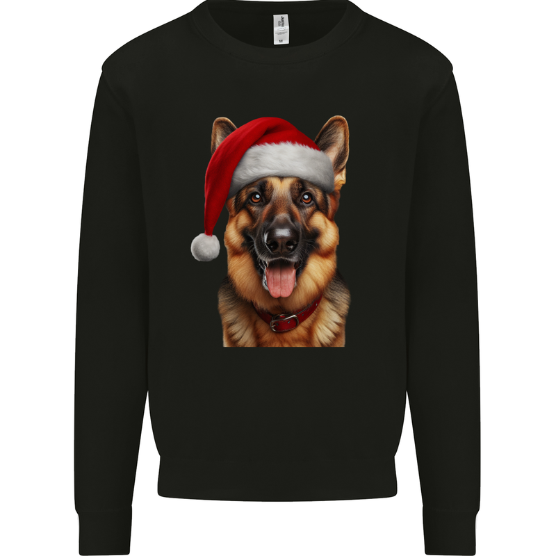 Christmas German Shepherd Xmas Dog Alsatian Kids Sweatshirt Jumper Black