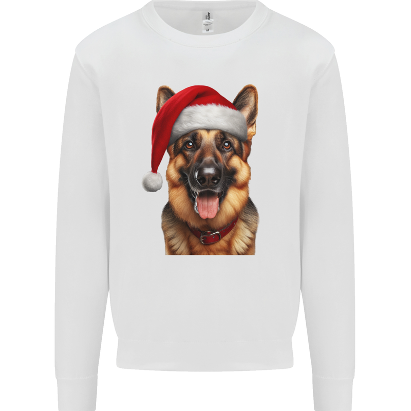 Christmas German Shepherd Xmas Dog Alsatian Kids Sweatshirt Jumper White