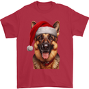 Christmas German Shepherd Xmas Dog Alsatian Mens T-Shirt 100% Cotton Red
