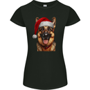 Christmas German Shepherd Xmas Dog Alsatian Womens Petite Cut T-Shirt Black