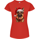 Christmas German Shepherd Xmas Dog Alsatian Womens Petite Cut T-Shirt Red