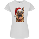Christmas German Shepherd Xmas Dog Alsatian Womens Petite Cut T-Shirt White