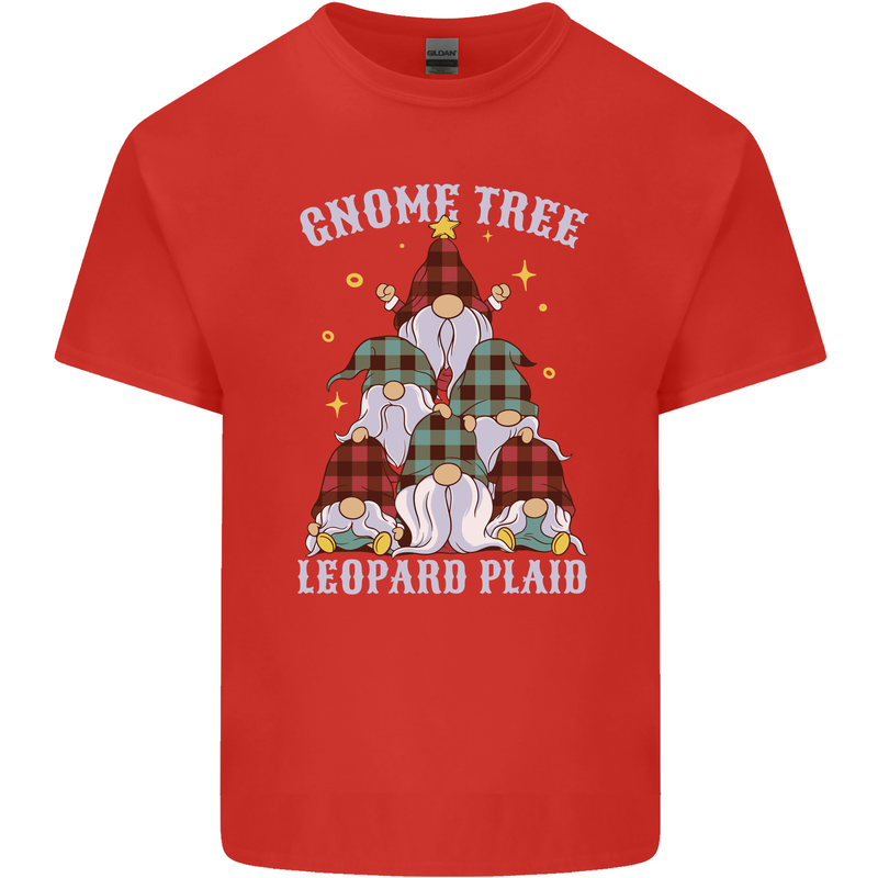 Christmas Gnome Tree Funny Xmas Plaid Tartan Kids T-Shirt Childrens Red