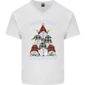 Christmas Gnome Tree Funny Xmas Plaid Tartan Mens V-Neck Cotton T-Shirt White