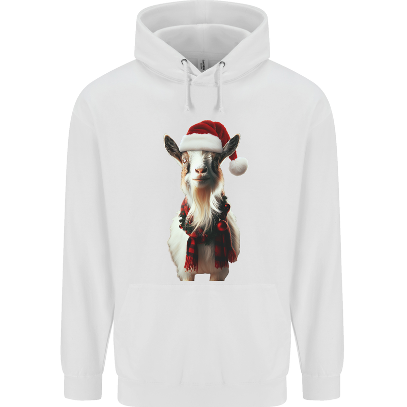 Christmas Goat Wearing  an Xmas Hat Childrens Kids Hoodie White