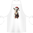 Christmas Goat Wearing  an Xmas Hat Cotton Apron 100% Organic White