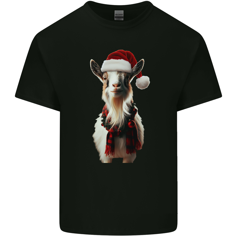 Christmas Goat Wearing  an Xmas Hat Kids T-Shirt Childrens Black