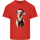 Christmas Goat Wearing  an Xmas Hat Kids T-Shirt Childrens Red