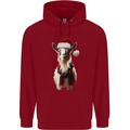 Christmas Goat Wearing  an Xmas Hat Mens 80% Cotton Hoodie Red