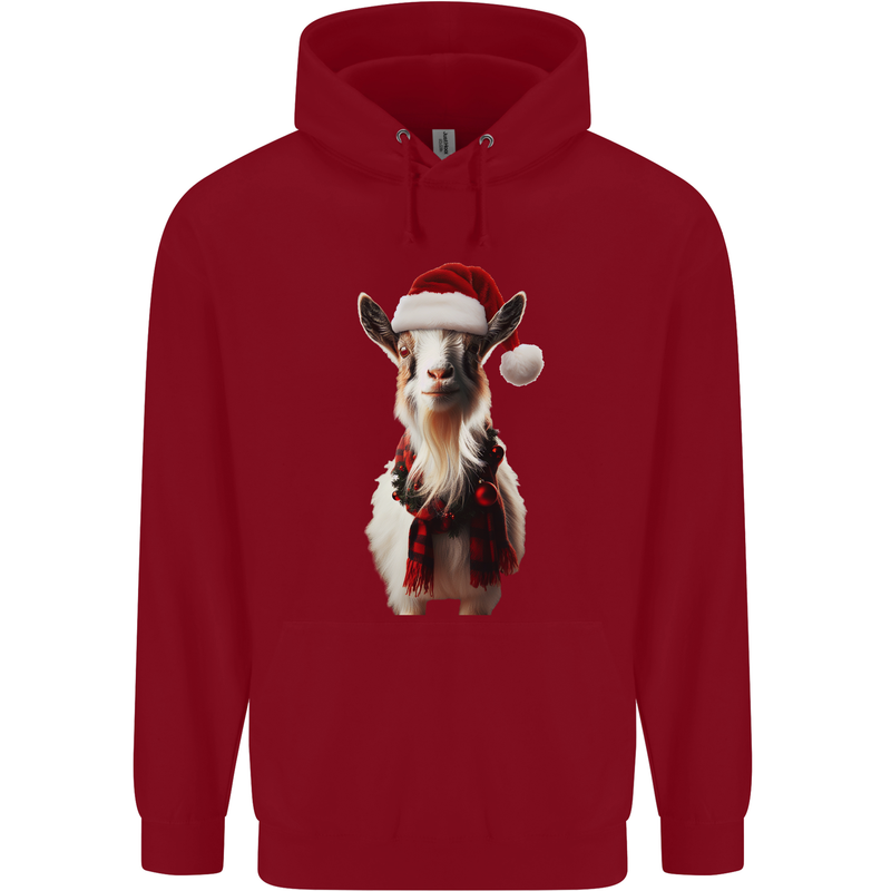 Christmas Goat Wearing  an Xmas Hat Mens 80% Cotton Hoodie Red