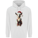 Christmas Goat Wearing  an Xmas Hat Mens 80% Cotton Hoodie White