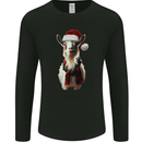 Christmas Goat Wearing  an Xmas Hat Mens Long Sleeve T-Shirt Black
