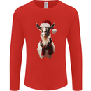 Christmas Goat Wearing  an Xmas Hat Mens Long Sleeve T-Shirt Red