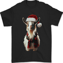 Christmas Goat Wearing  an Xmas Hat Mens T-Shirt 100% Cotton Black