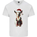 Christmas Goat Wearing  an Xmas Hat Mens V-Neck Cotton T-Shirt White