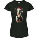 Christmas Goat Wearing  an Xmas Hat Womens Petite Cut T-Shirt Black