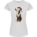 Christmas Goat Wearing  an Xmas Hat Womens Petite Cut T-Shirt White