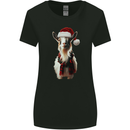 Christmas Goat Wearing  an Xmas Hat Womens Wider Cut T-Shirt Black
