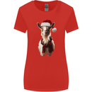 Christmas Goat Wearing  an Xmas Hat Womens Wider Cut T-Shirt Red