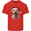 Christmas Golden Labrador Dog Xmas Hat Kids T-Shirt Childrens Red